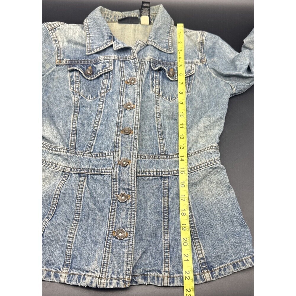 DKNY Womens Button Up Tailored Blue Medium Wash Denim Jacket Sz M - Picture 7 of 10